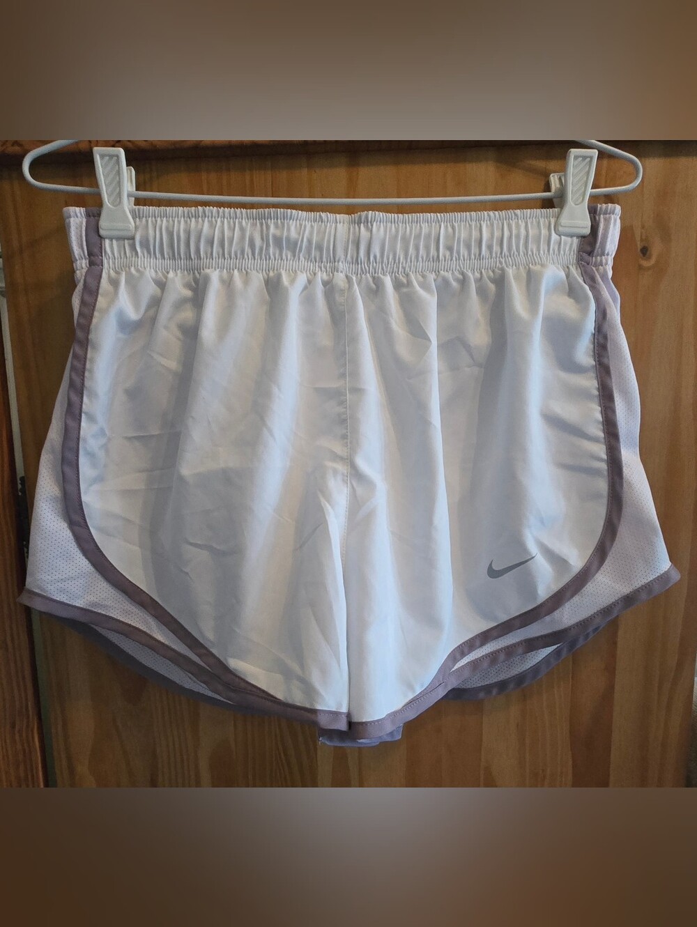 Nike White Athletic Shorts with Lavender Trim